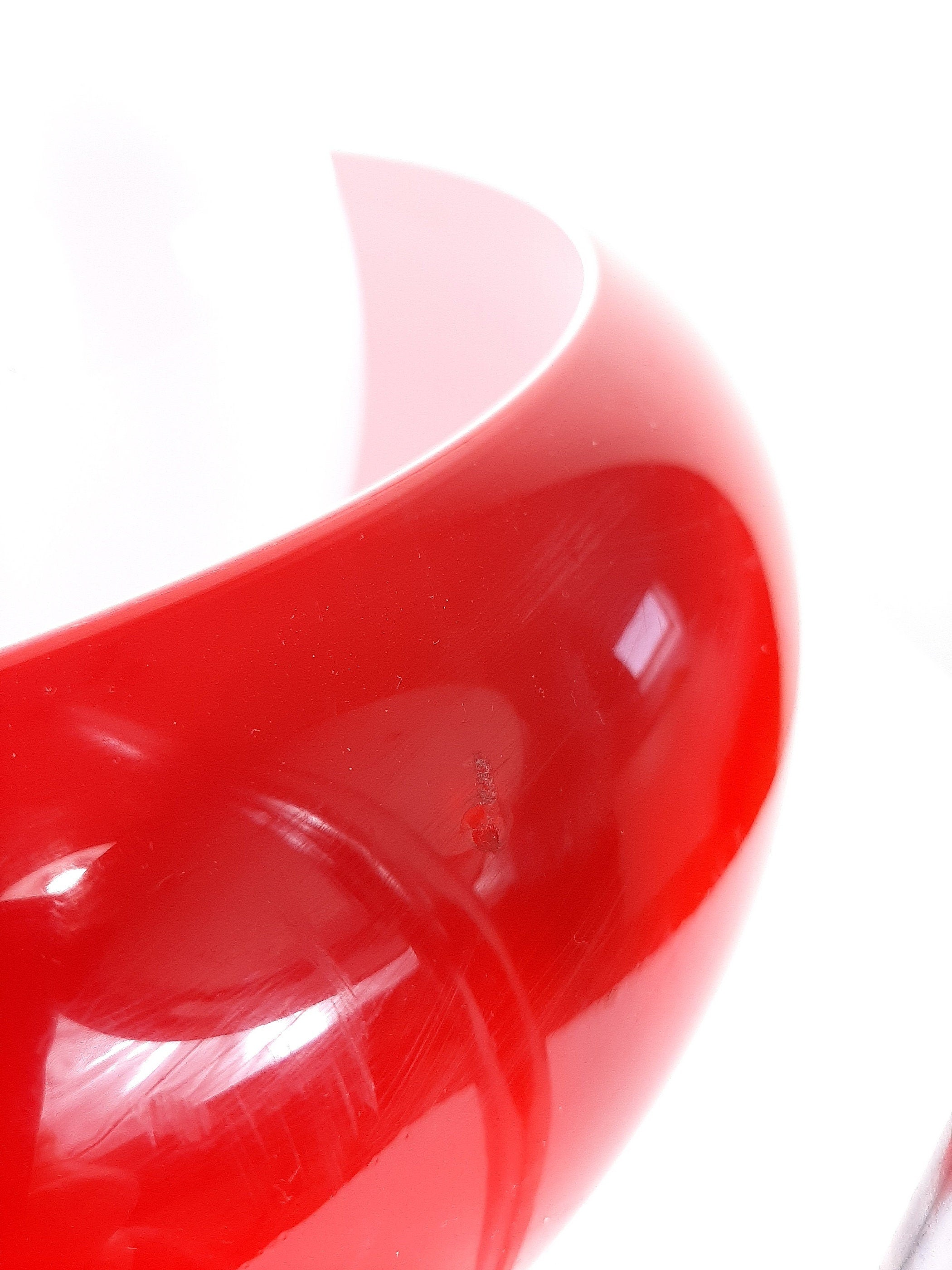 Meblo Guzzini Red Glass Wall Lamp: 1980s Space Age Sconce