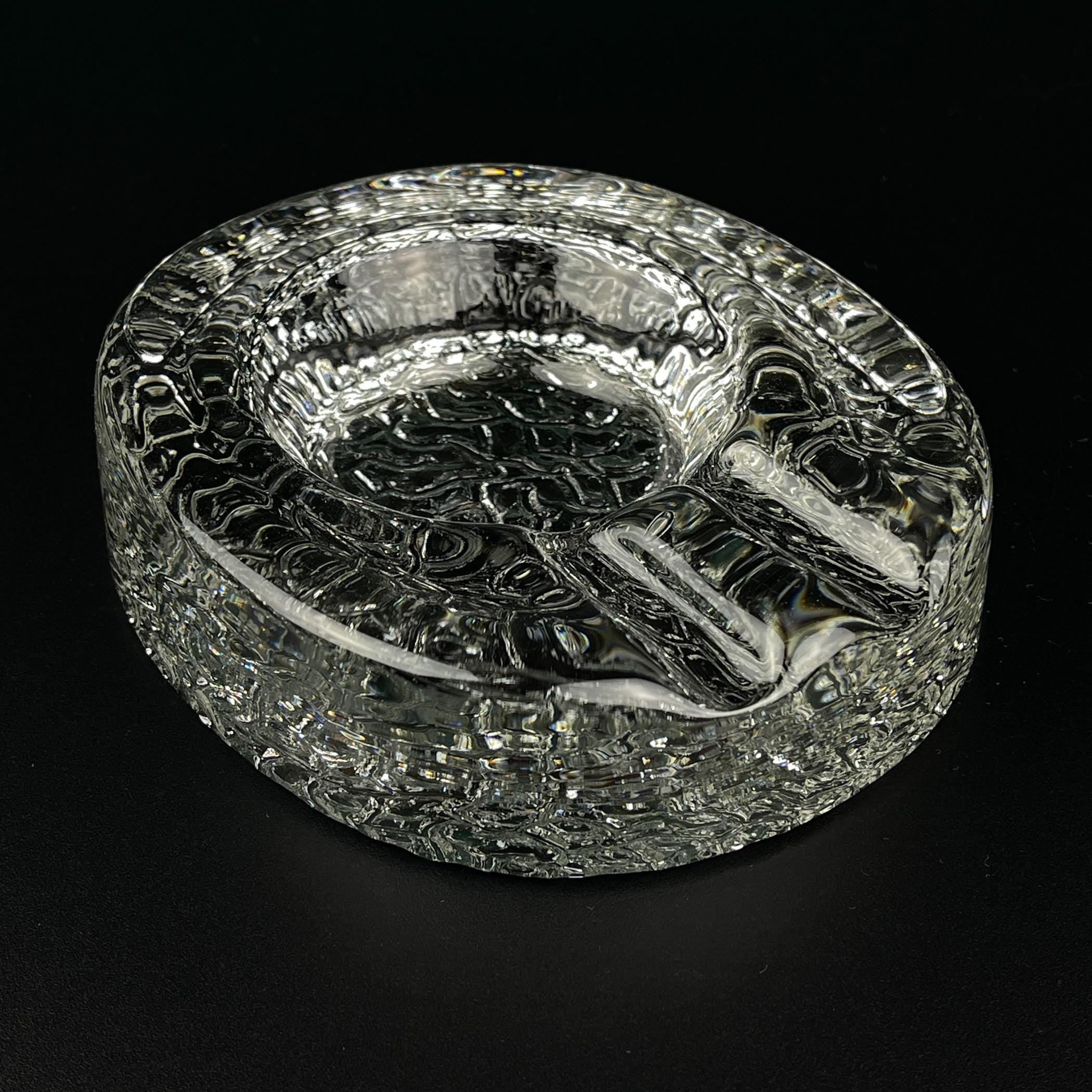 Vintage ice glass ashtray by Kosta Boda, Sweden, 1970s, Vintage Home Decor