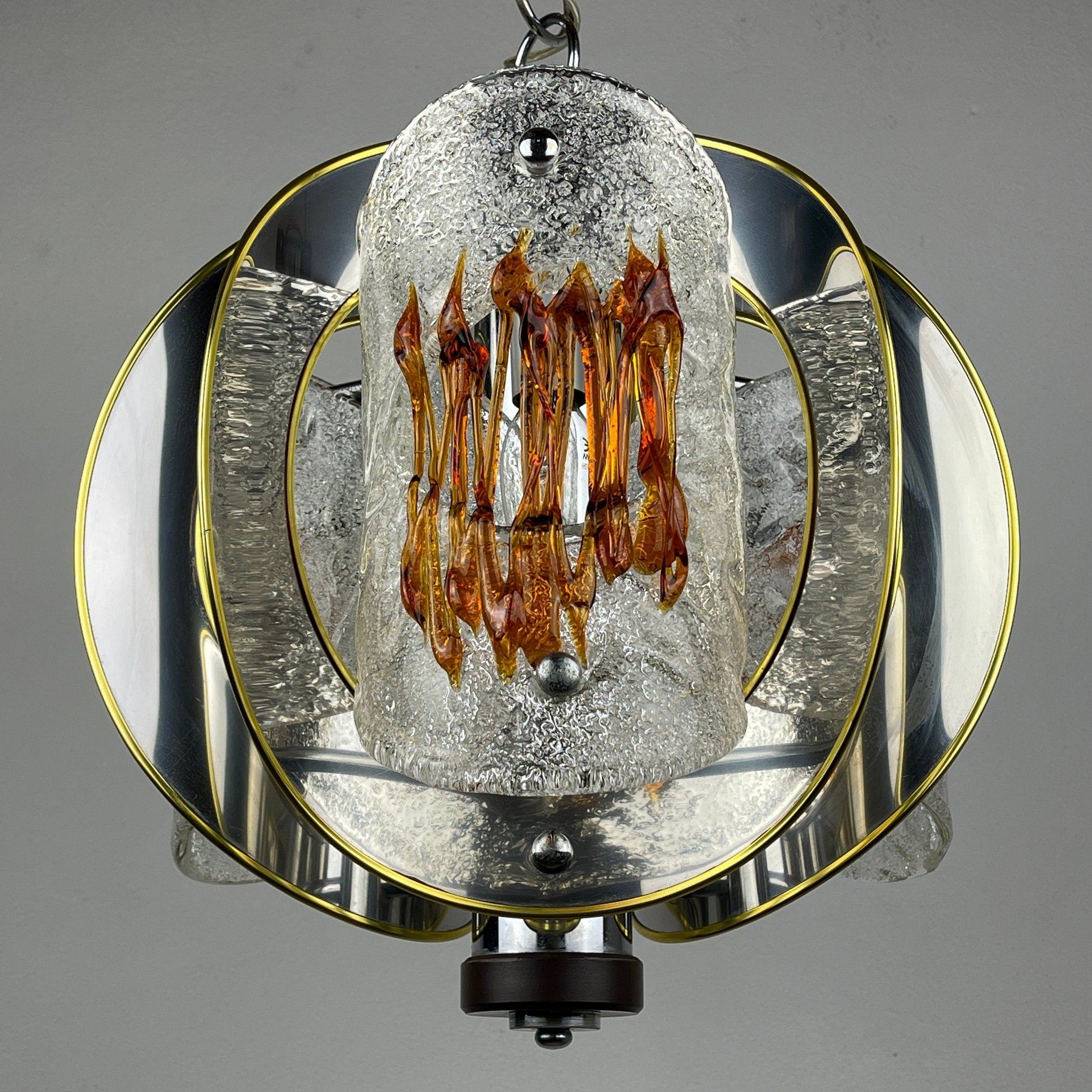Mid-Century Amber Murano Glass Chandelier by Toni Zuccheri for VeArt, 1970s