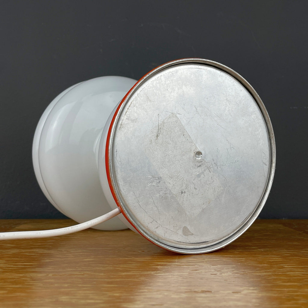 Vintage White Opaline Glass Table Lamp: Italian Mid-Century Modern Lighting