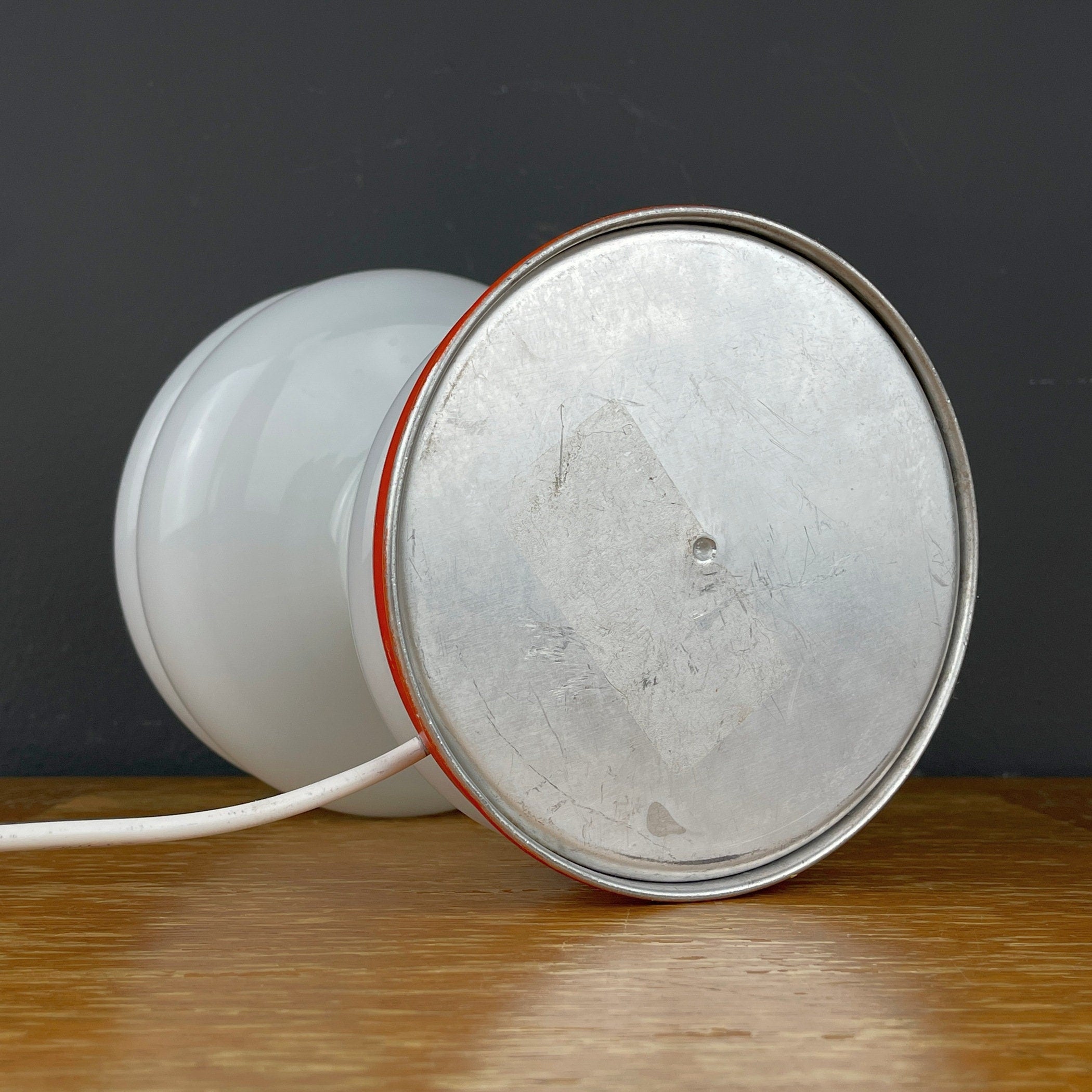 Vintage White Opaline Glass Table Lamp: Italian Mid-Century Modern Lighting