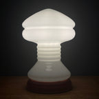 Vintage White Opaline Glass Table Lamp: Italian Mid-Century Modern Lighting