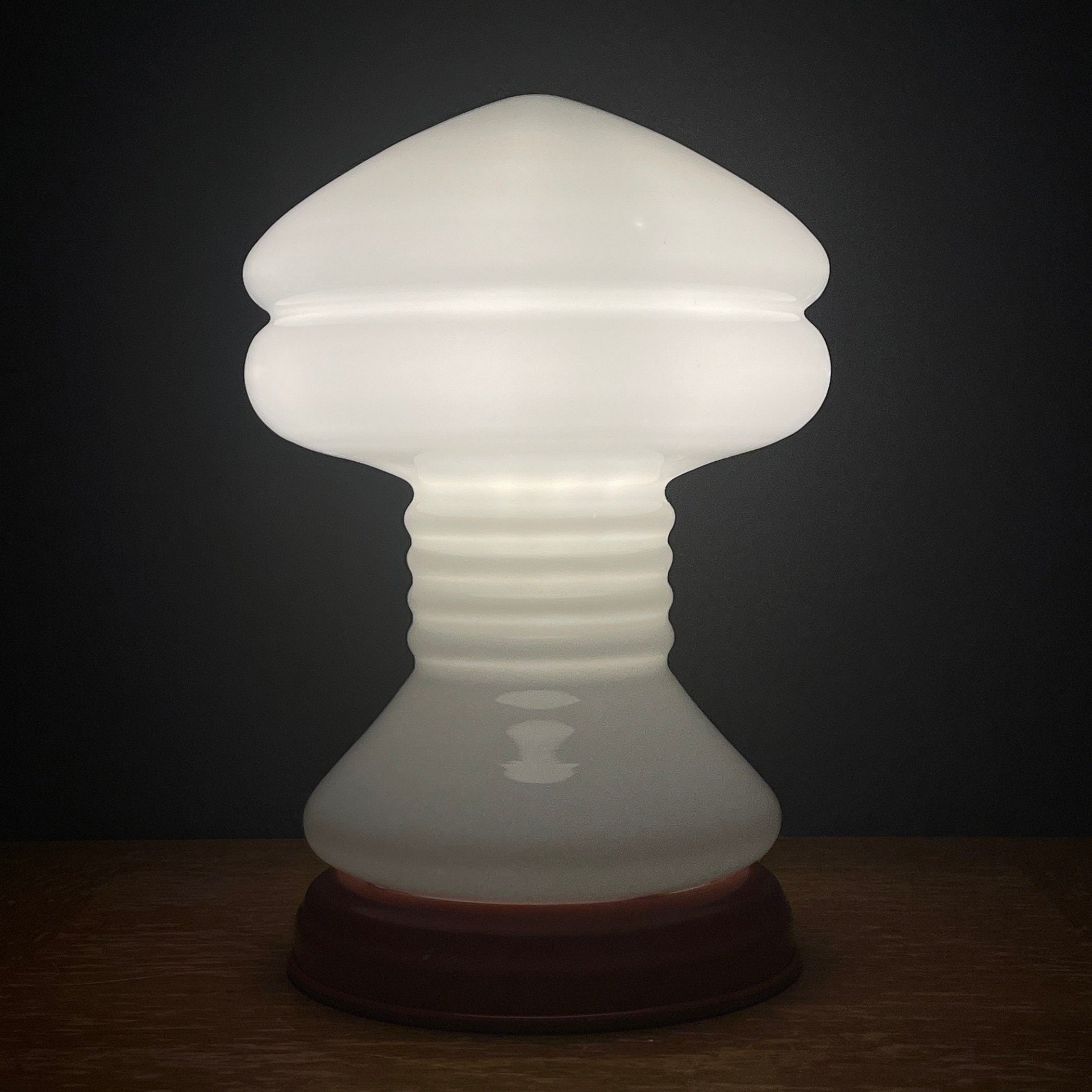 Vintage White Opaline Glass Table Lamp: Italian Mid-Century Modern Lighting