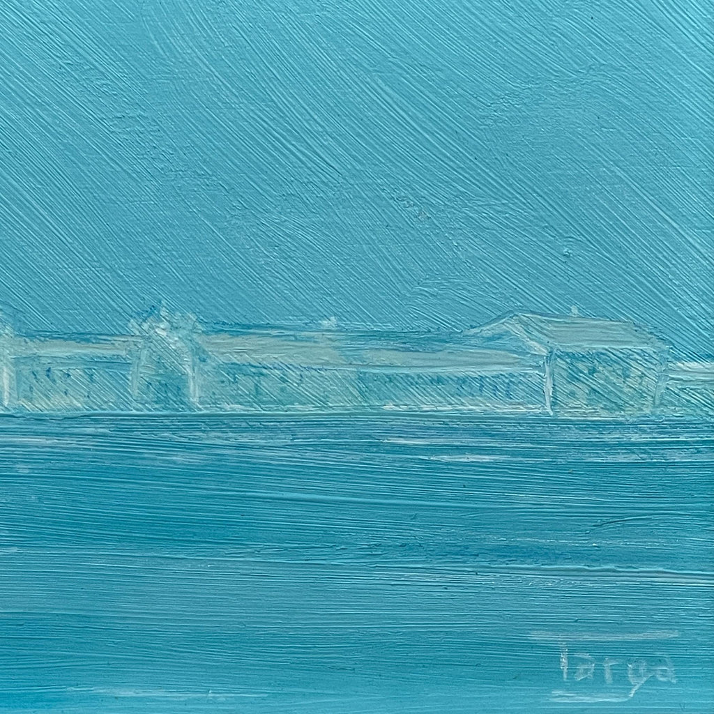 Luigi Targa, Venetian lagoon in the heavenly glare, Padua, Italy 1970s, Oil on Canvas, Framed