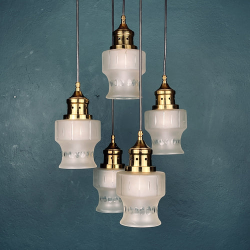 Mid-century cascade glass chandelier Italy 1970s Space Age Sputnik Vintage Pendant Light