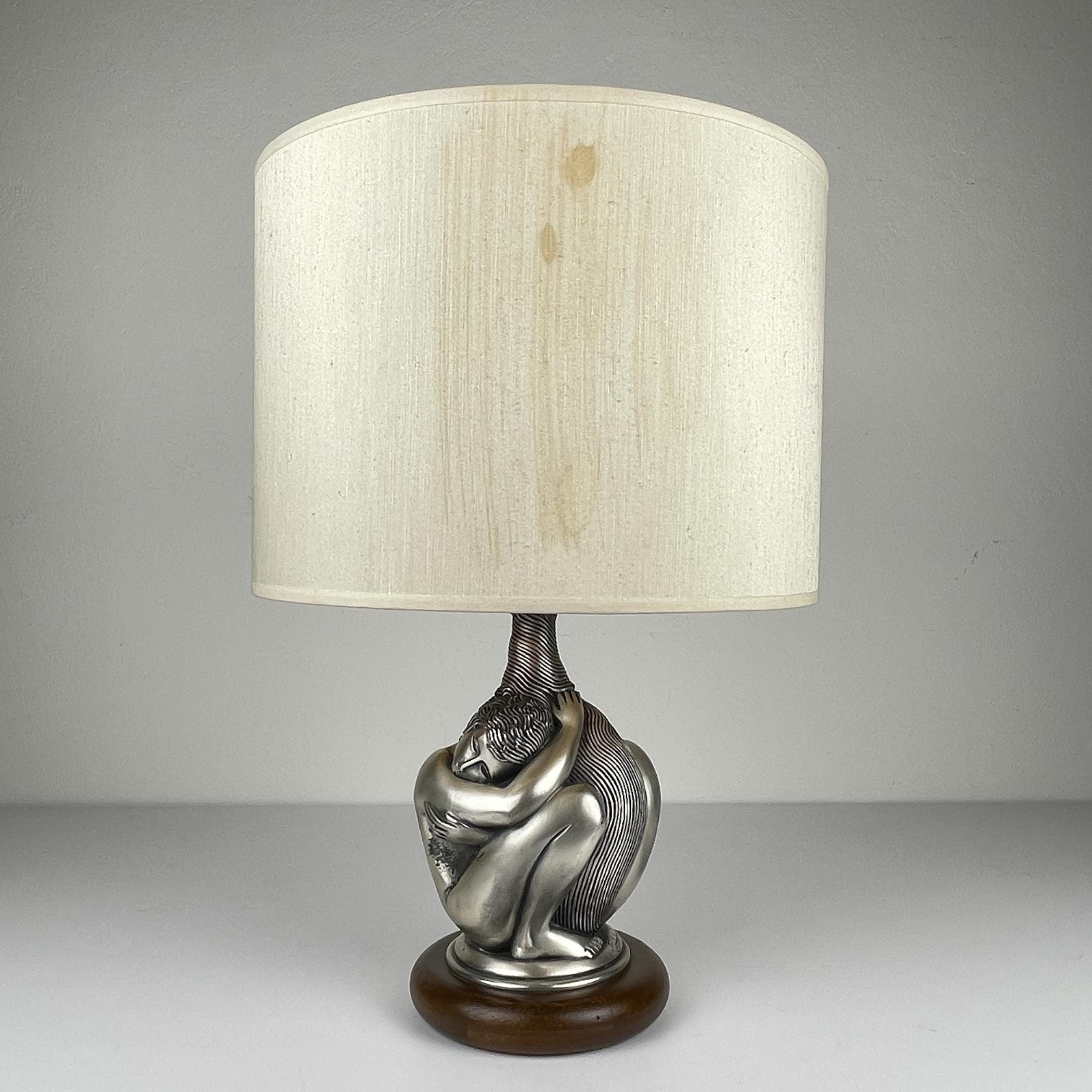 Vintage silver table lamp Man and Women by Ottaviani, Italy 1970s