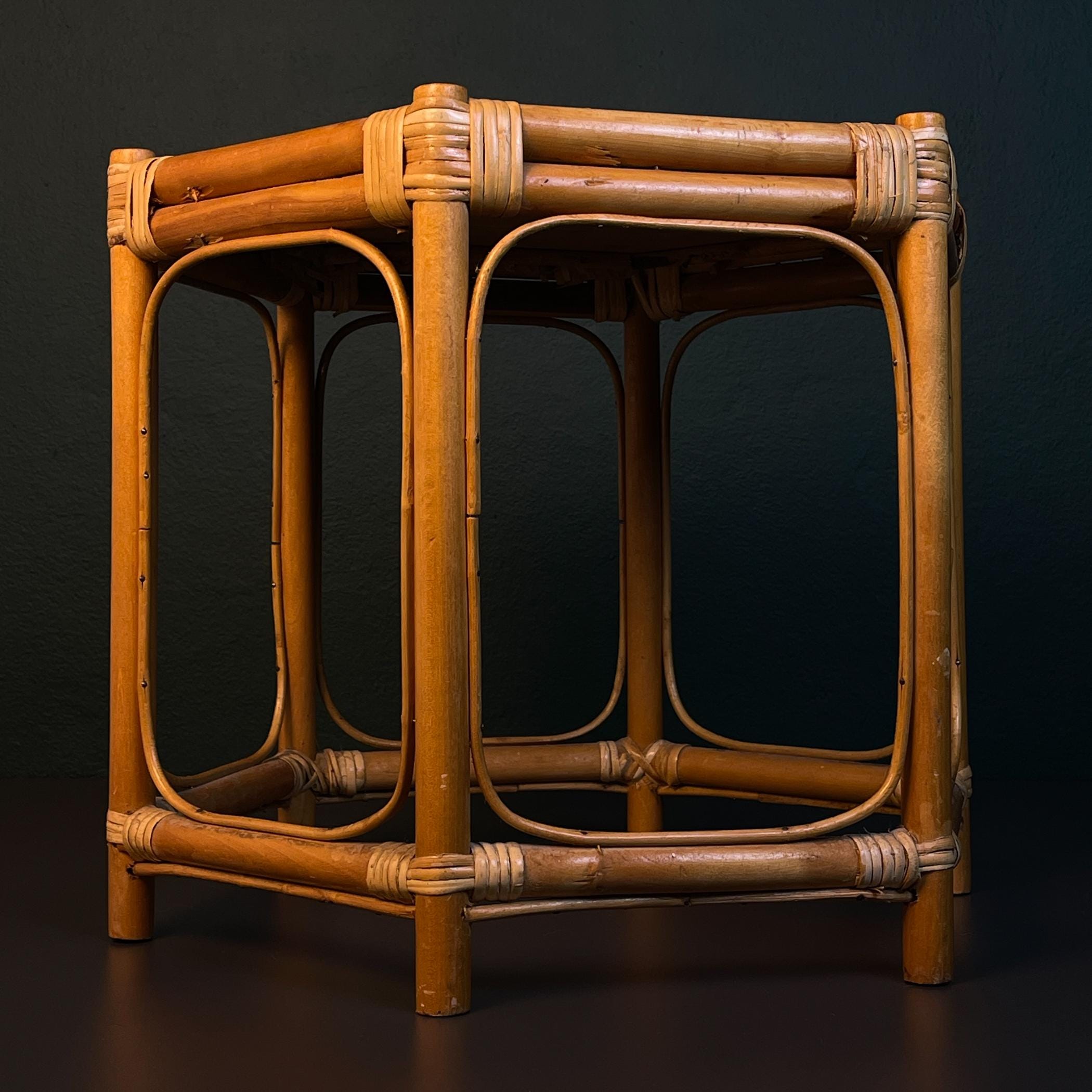 Vintage rattan coffee table, Italy 1960s