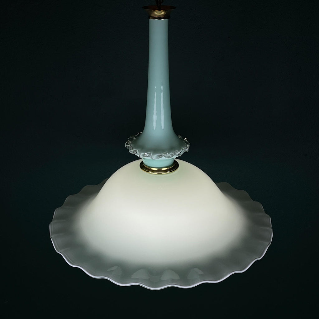 Vintage Murano glass pendant lamp by Venini, Italy 1970s, Mid-century Italian modern