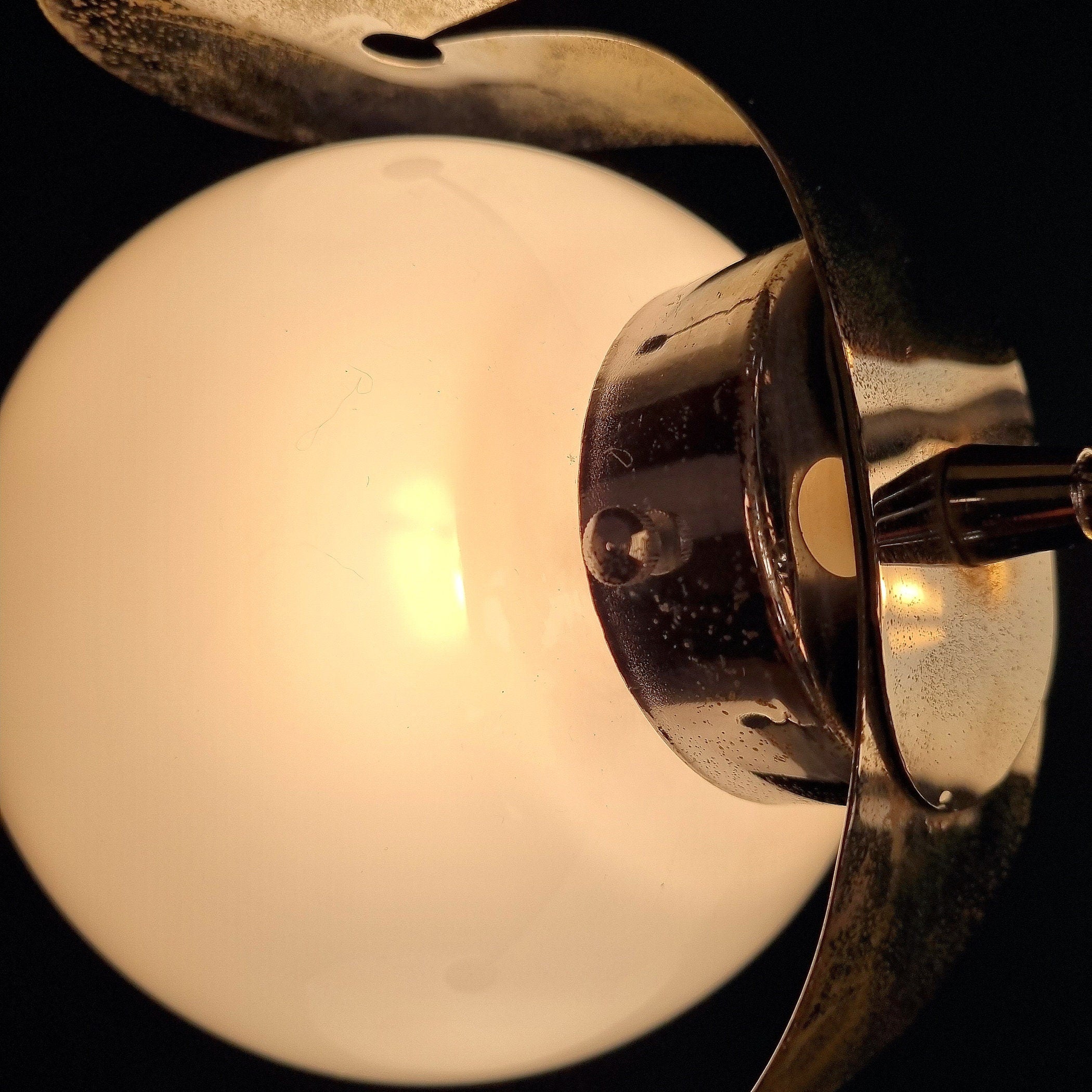 Mid-century metal opaline glass Italy 1960s Sputnik Space age Vintage italian lighting