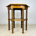 Antique Hexagonal Walnut Side Table, Italy, the Early 20th Century, Bobbin Turned Legs