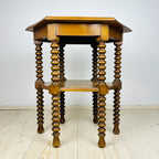 Antique Hexagonal Walnut Side Table, Italy, the Early 20th Century, Bobbin Turned Legs