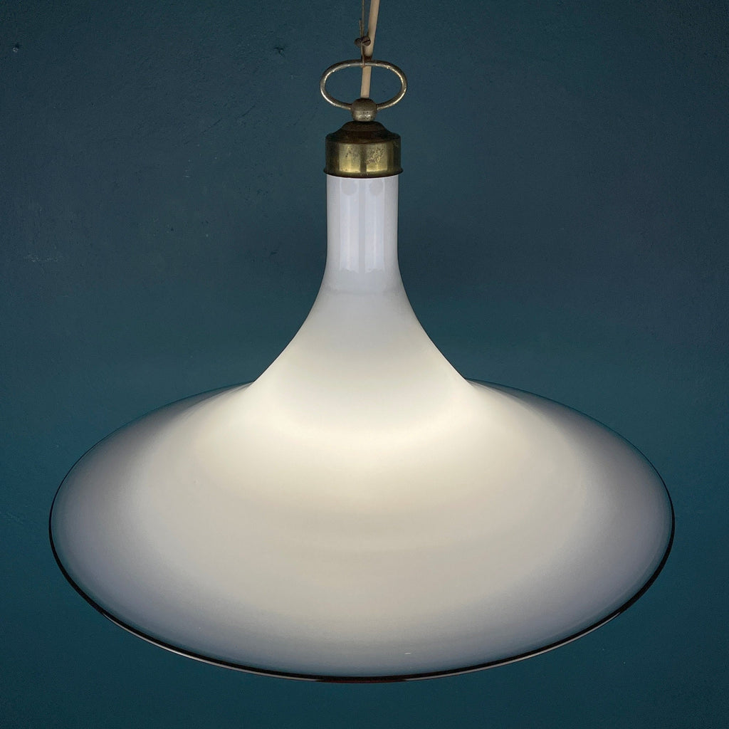 Vintage white Murano glass pendant lamp Italy 1970s Mid-century Lighting Vintage chandelier