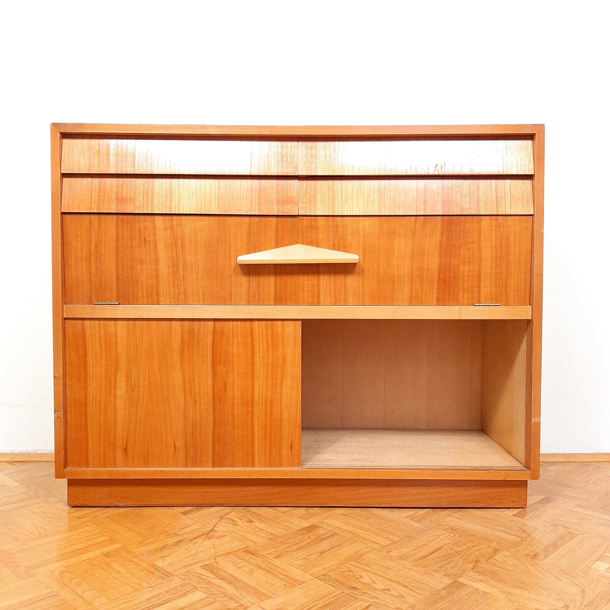 Mid-century retro wood chest of drawers 60s Modern  Scandinavian Style Vintage