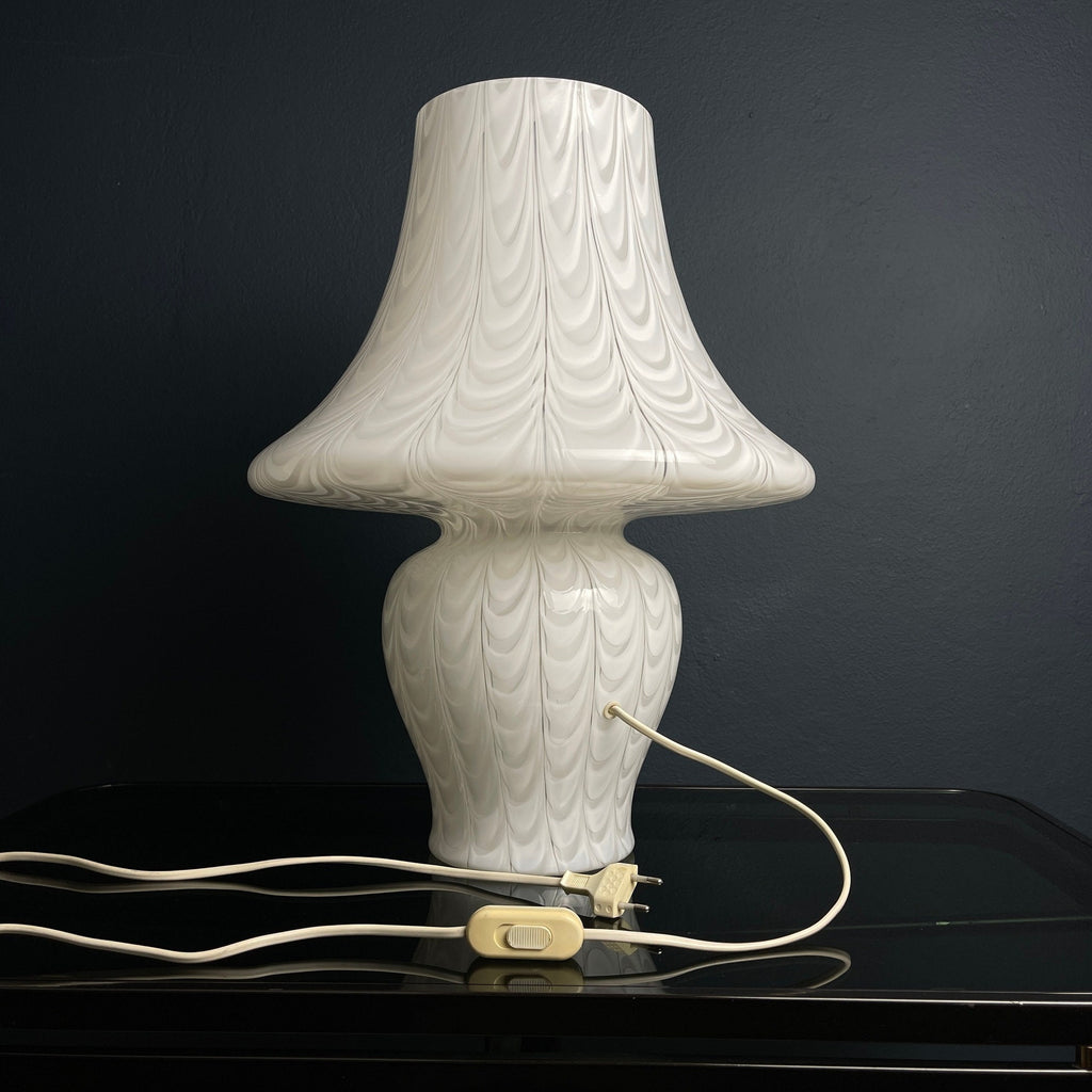 Large Classic white murano table lamp Mushroom Italy 1970s Italian Modern Retro home decor