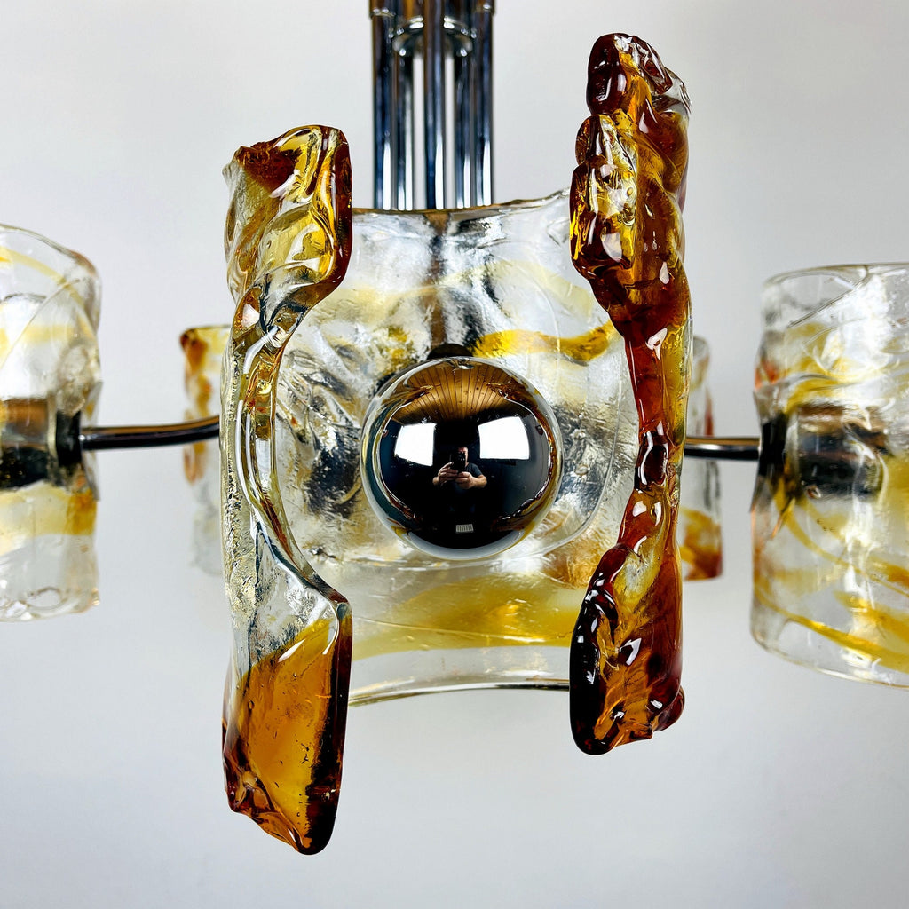 Vintage Murano chandelier Mazzega by Toni Zuccheri, Italy 1970s, Mid-century, Space age