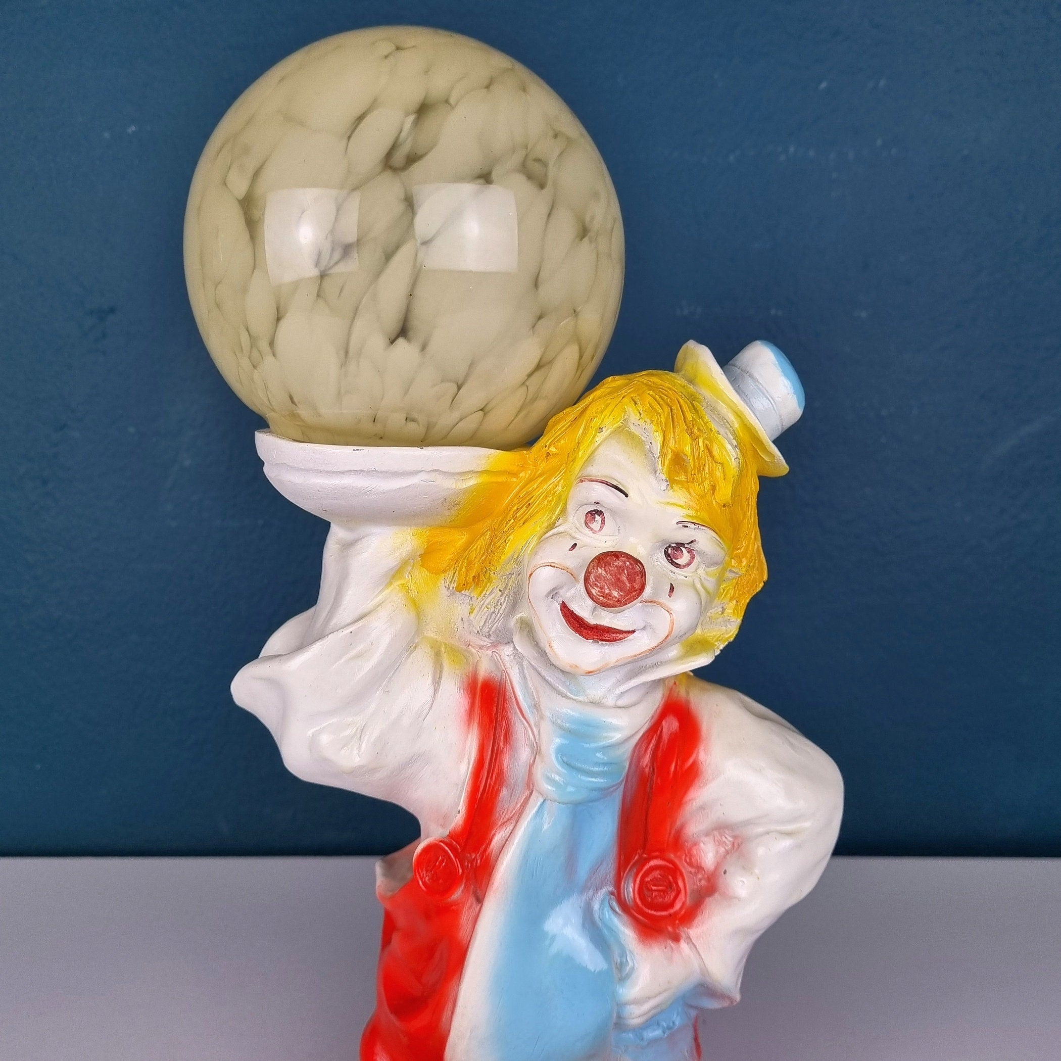 Vintage ceramic table lamp Clown Italy 1960s Retro nightlamp Lamp for children's room