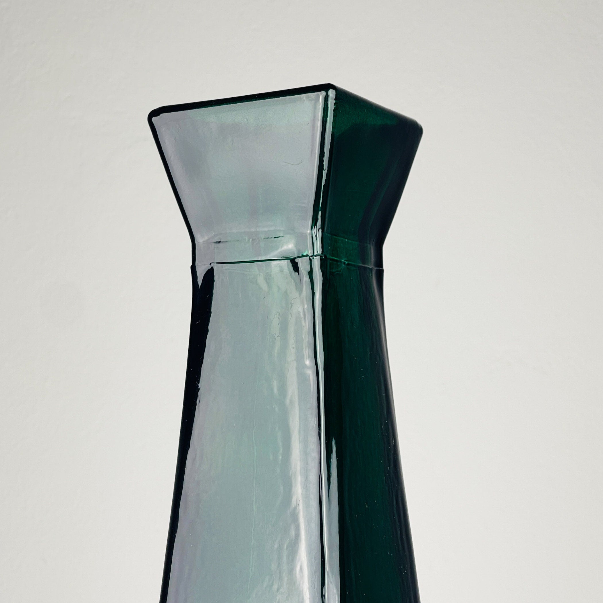 Vintage green bottle glass vase, Italy, 1980s