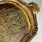Vintage Small Wooden Florentine Gilt Tray, Italy 1950s