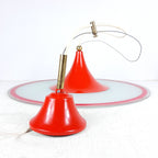 Mid-century pendant lamp Italy 60s Red retro chandelier space age atomic vintage lighting