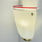 Vintage white and red murano wall lamp by ITRE, Italy 1980s MCM murano sconce