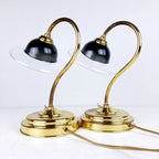 Vintage Gold Bedside Lamps: Italian Retro Mid-Century Lighting Pair