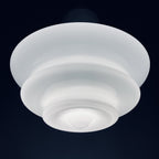 Large mid-century opaline white glass hanging lamp Italy 1960s Art deco Italian modern