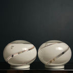 Vintage Murano Glass Table Lamps: Italian Mid-Century Modern Sphere, Set of 2