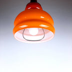 Mid-century orange glass pendant lamp Yugoslavia 1970s Retro lighting Space age