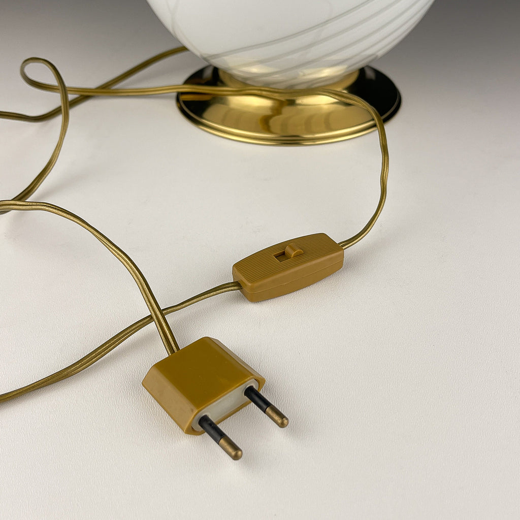 Vintage white murano table lamp Italy 1970s, Mid-century modern design