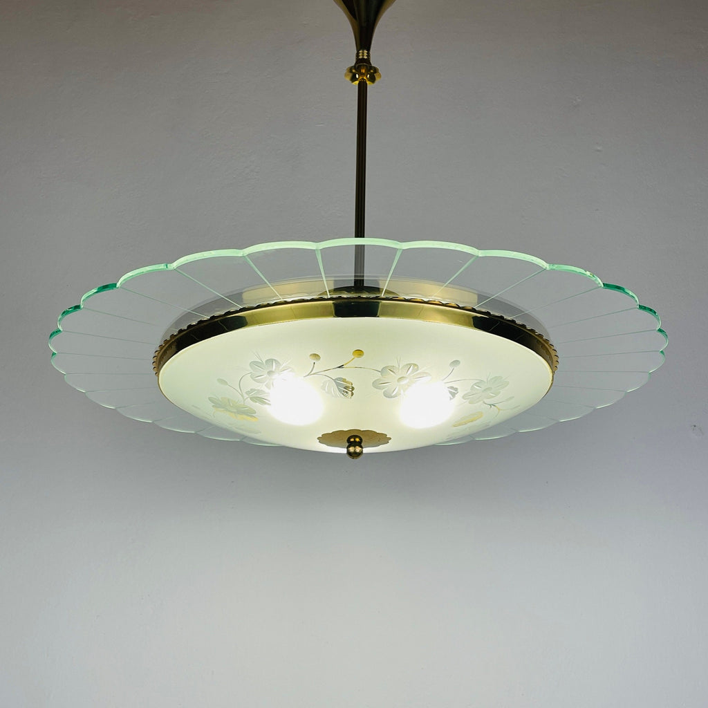 Vintage Fontana Arte Disk Chandelier by Pietro Chiesa, 1940s Italian Lighting
