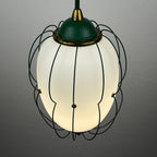 Chandelier by Angelo Lelii for Arredoluce, Italy 1958, Opaline glass and brass