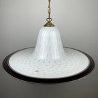 Vintage White Murano Glass Pendant Lamp: Mid-Century Italian Lighting