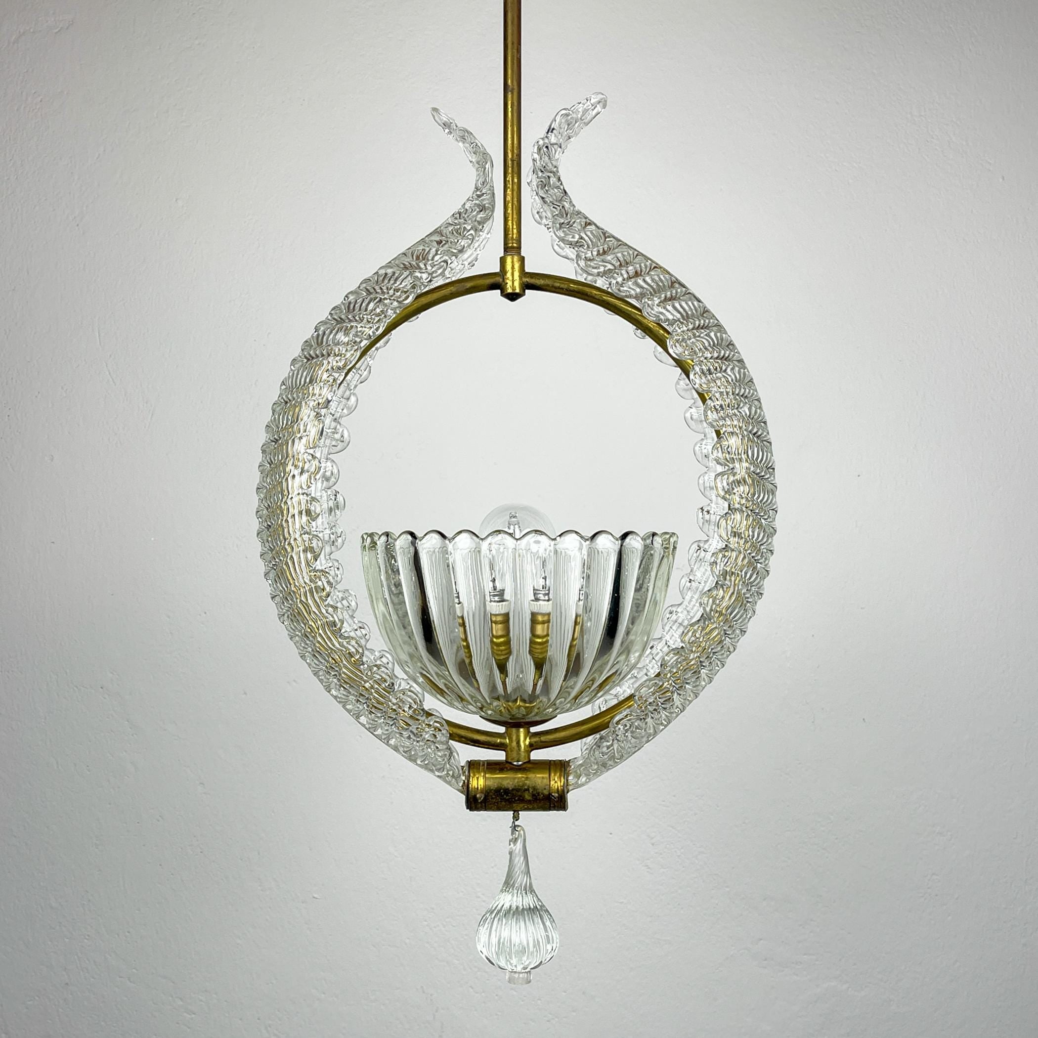 Murano chandelier by Ercole Barovier Barovier & Toso, Italy 1930s