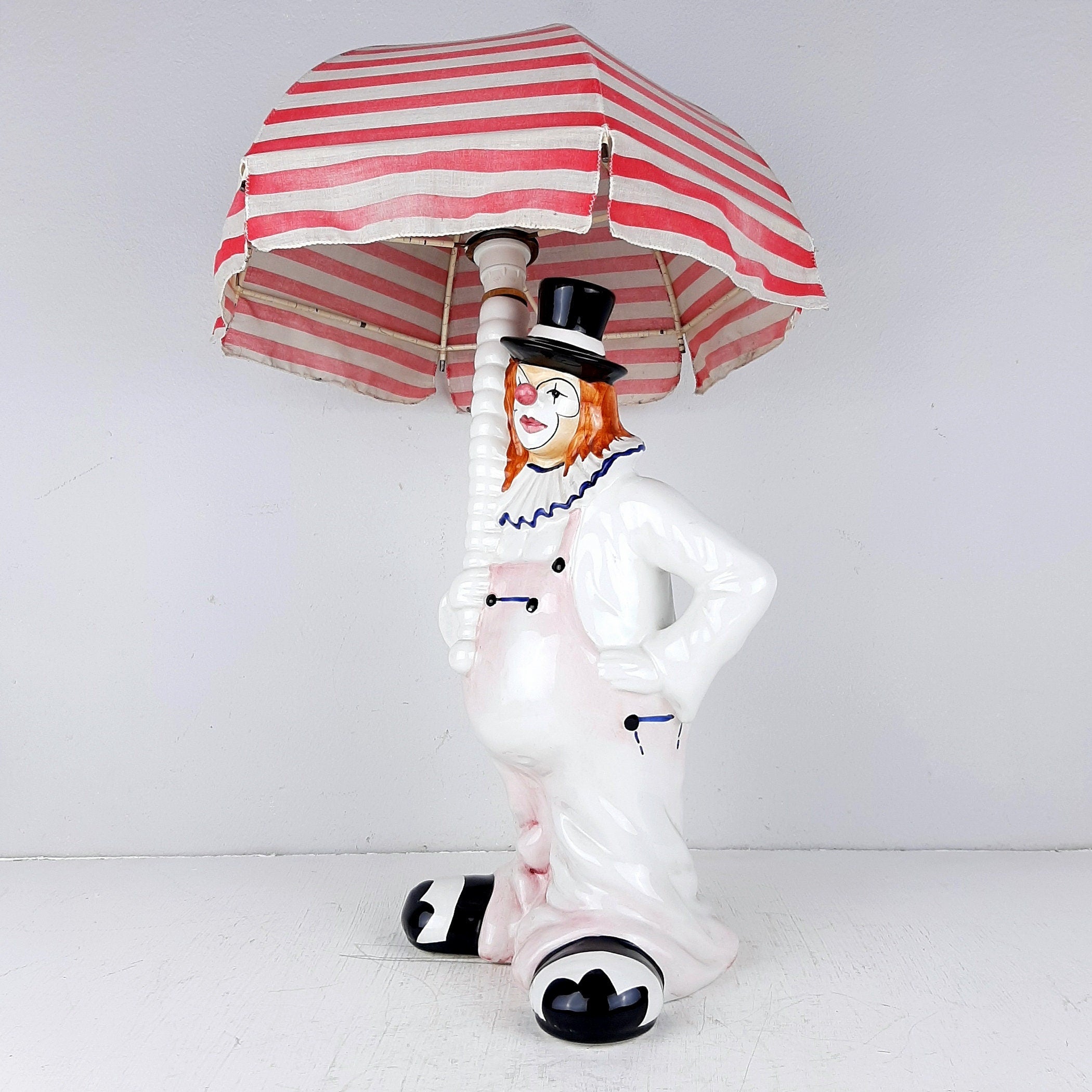 Vintage large ceramic table lamp Clown Italy 1960s Retro nightlamp Lamp for children's room
