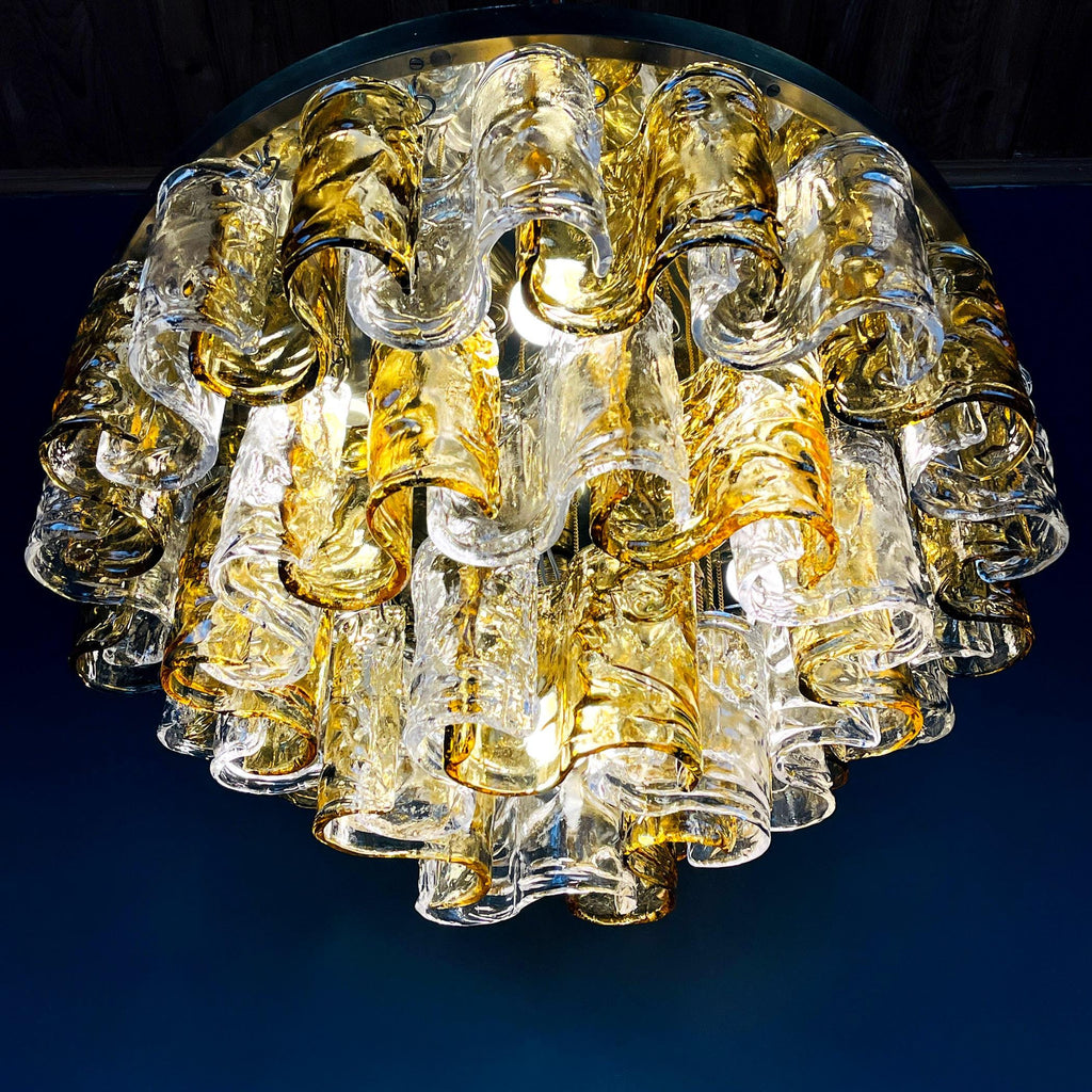 Murano chandelier by Mazzega Italy 1960s Mid-century modern italian lighting 36 murano glass plates