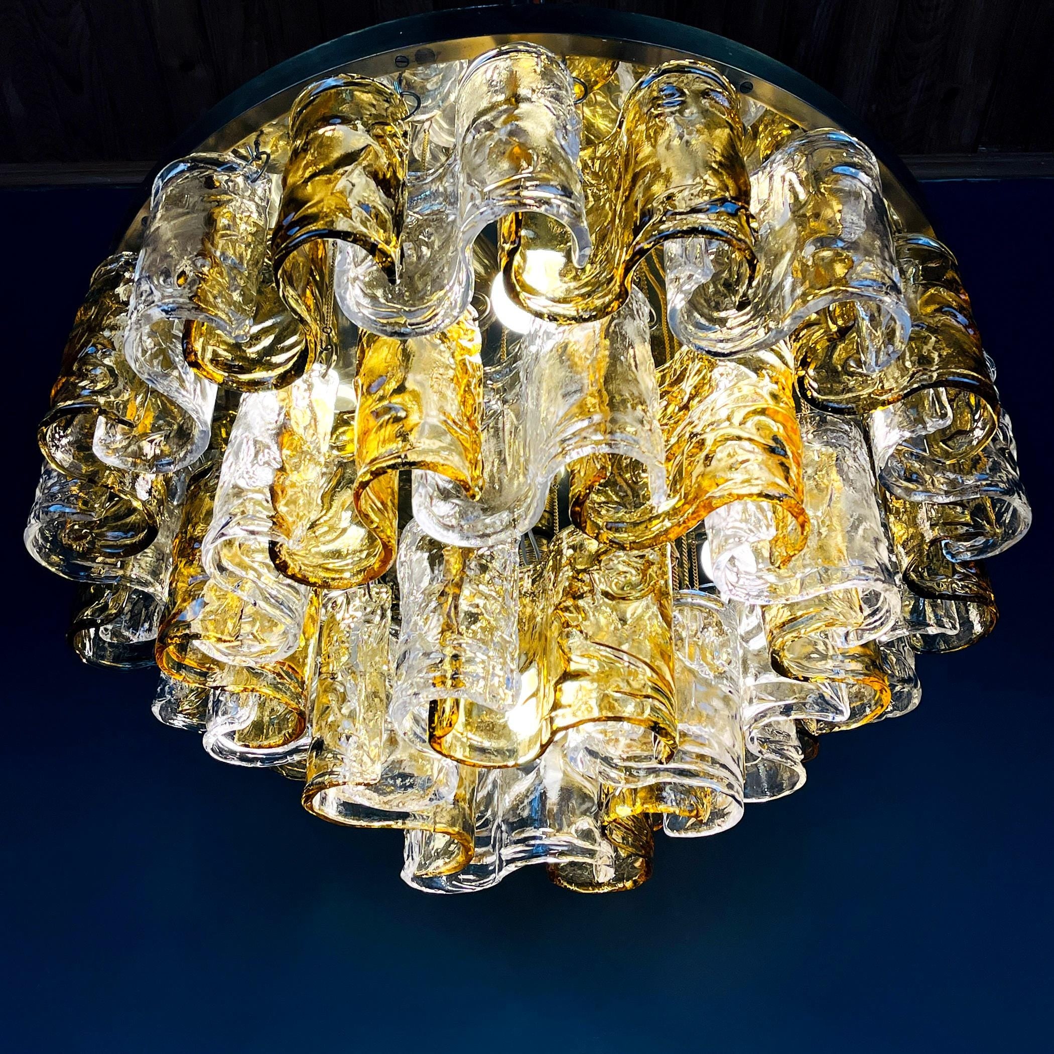 Murano chandelier by Mazzega Italy 1960s Mid-century modern italian lighting 36 murano glass plates