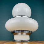 Vintage Opaline Glass UFO Lamp: Italian Mid-Century Modern Lighting