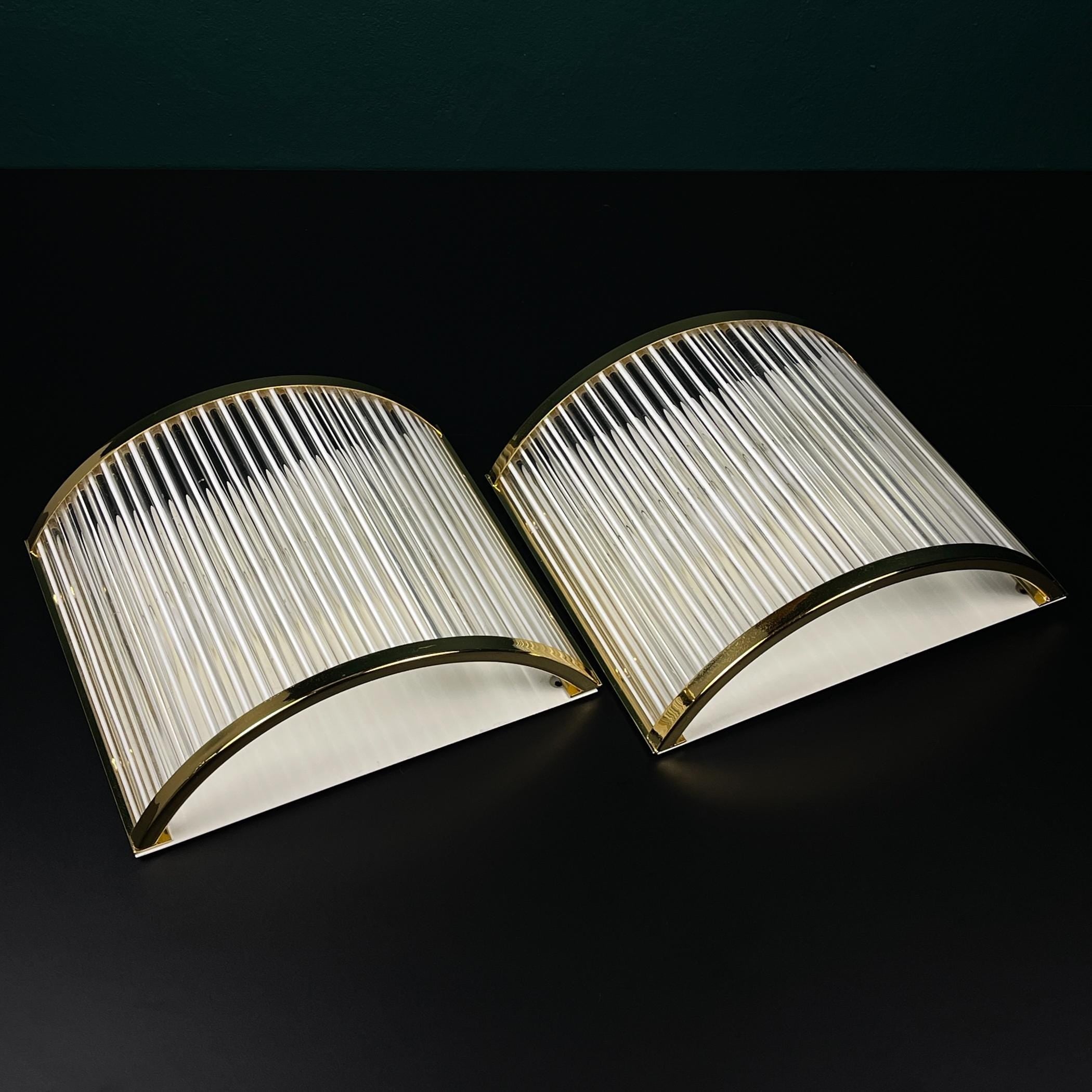 Art Deco Murano Glass Wall Sconces by De Majo, 1970s - Set of 2