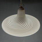Vintage Murano Glass Pendant Lamp: Swirl White Mid-Century Lighting
