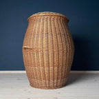 Vintage laundry basket wicker weaving Yugoslavia 1970s