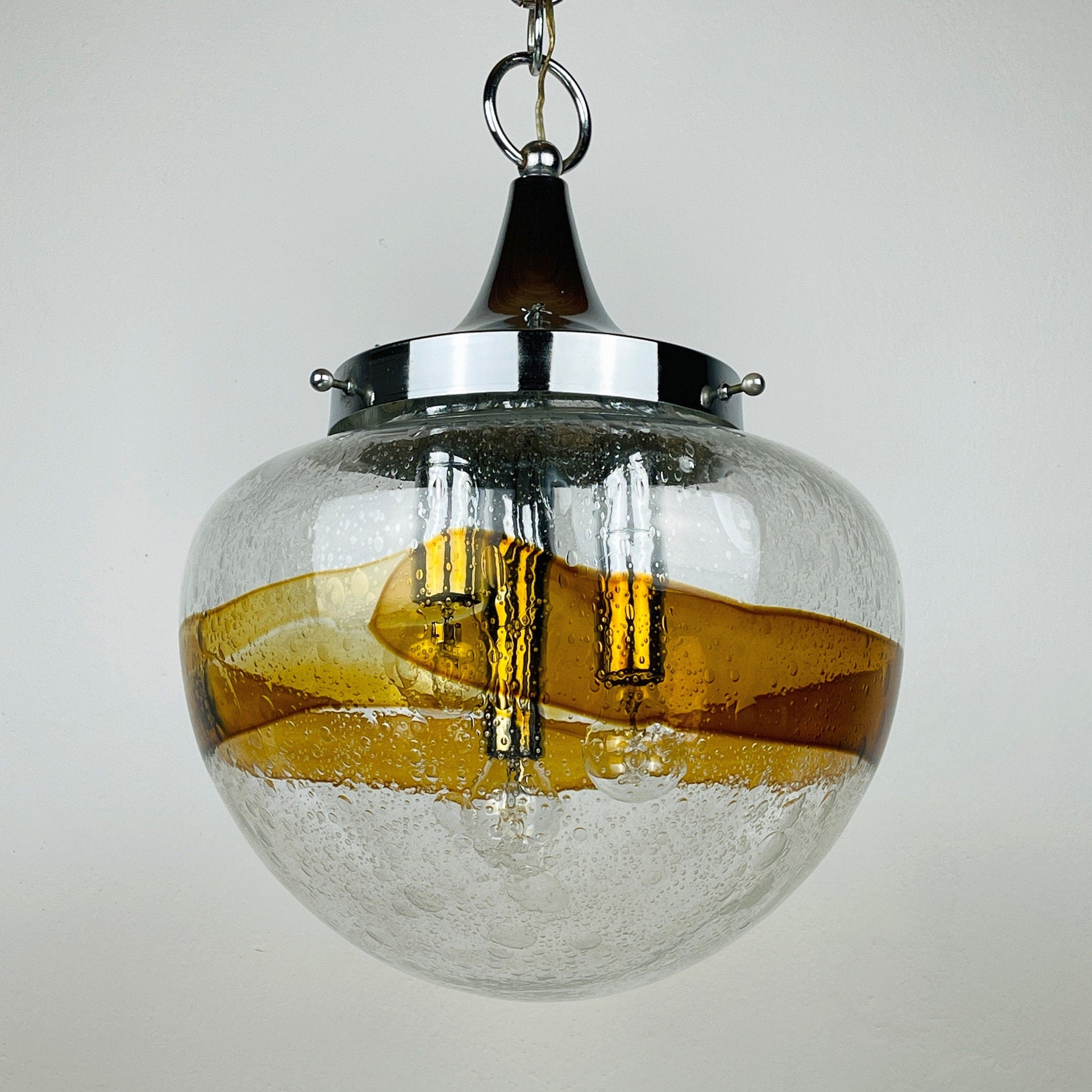 Murano glass pendant lamp  Italy 1970s Space age Mid-century modern italian lighting
