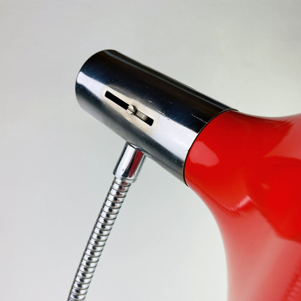 Mid-century red desk lamp Italy 1960s Vintage gooseneck lamp