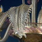 Murano chandelier Italy 1980s Pink and clear Italian home decor
