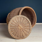 Vintage laundry basket wicker weaving Yugoslavia 1970s