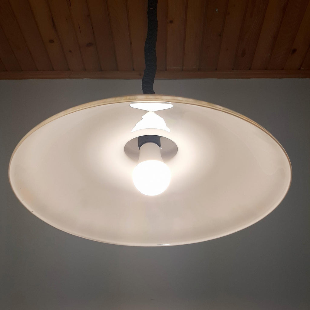 White Glass Pendant Lamp, Yugoslavia 1970s