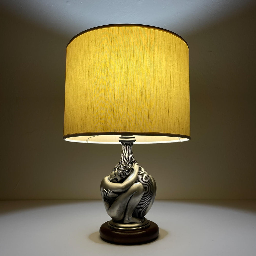 Vintage silver table lamp Man and Women by Ottaviani, Italy 1970s