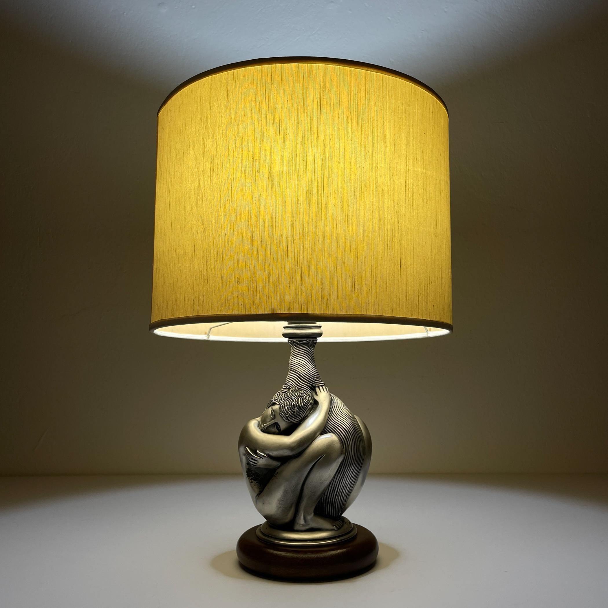 Vintage silver table lamp Man and Women by Ottaviani, Italy 1970s