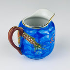 Vintage Japanese Lithophane Geisha porcelain coffee set Blue Dragon, 1950s