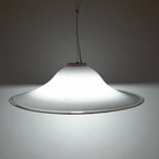 XL Mid-century white murano glass pendant lamp Italy 1970s Retro lighting Space age