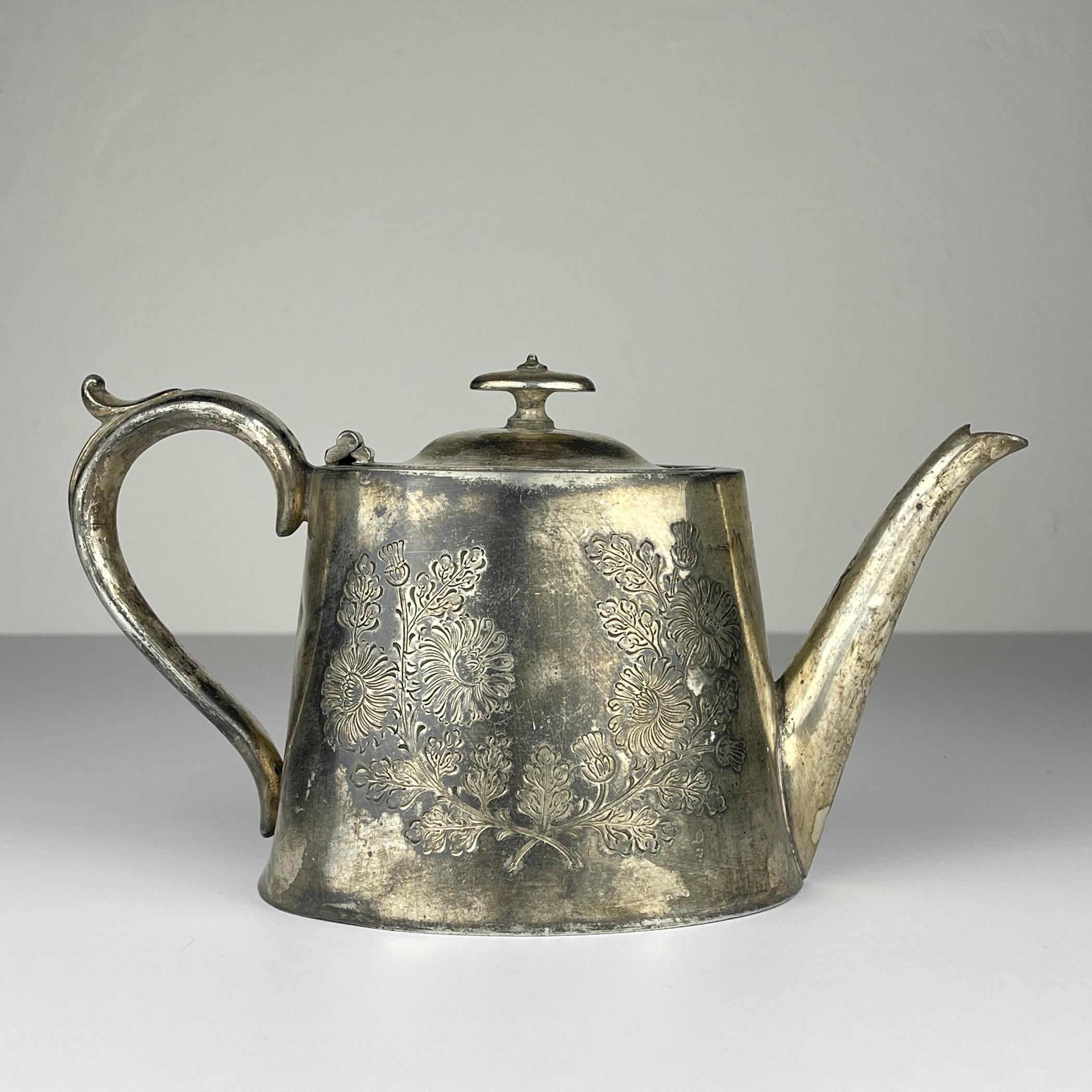 Antique silver plated teapot by Sheffield, England, 1890-1910s, Vintage home decor